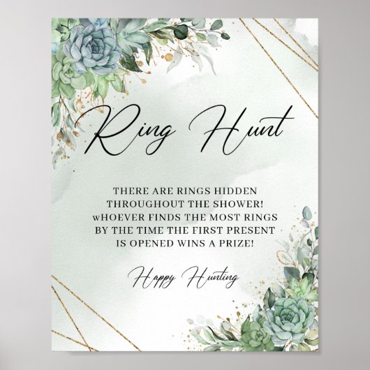 Boho vetplanten eucalyptus gouden lijst Ring zoekt Poster (Voorkant)