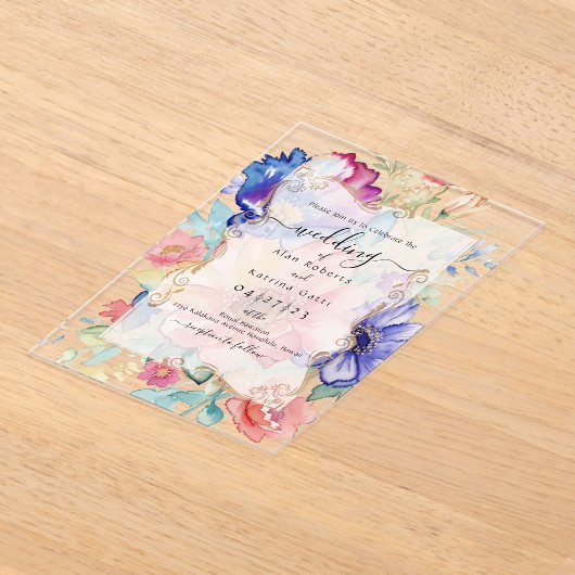 Boho Vibrant  Flowers Flat Invitation Frame (Poser)