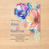 Boho Vibrant Flowers Invitation (Recto)