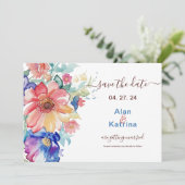 Boho Vibrant Flowers Save The Date Uitnodiging (Staand voorkant)