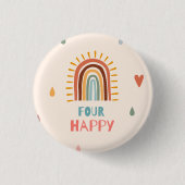 Boho Vier Vierde Verjaardag regenboog Ronde Button 3,2 Cm (Voorkant)