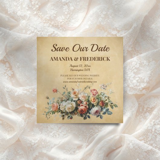 Boho vintage bloemstuk oude papier save the date