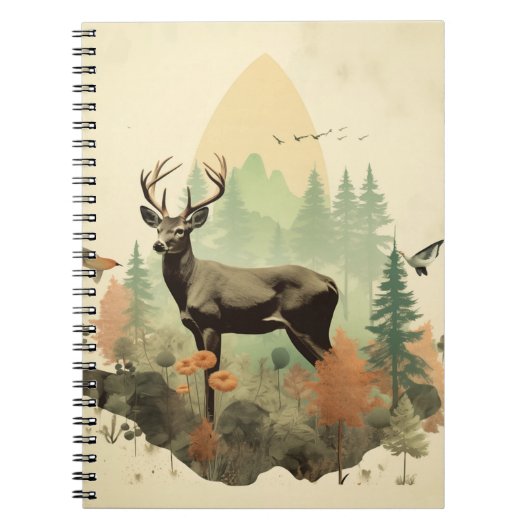 Boho Vintage Forest Deer Spiral Carnet (Devant)
