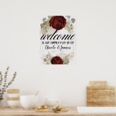 Boho Vintage Glam Botanisch Bloemig Welkom Bruilof Poster (Keuken)