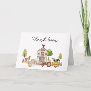 Boho Vintage Kleine Boer Tractor Baby Shower Bedankkaart