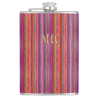 Boho Vintage Rood Paarse Strepen - Heupfles