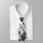 Boho vintage simple noir blanc cravate florale (Attaché)