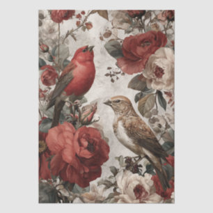 Boho Vintage Vogels & Bloemen Tissuepapier