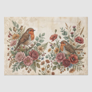 Boho Vintage Vogels & Bloemen Tissuepapier