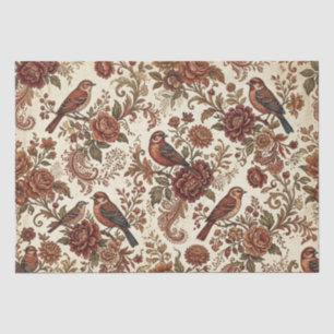 Boho Vintage Vogels & Bloemen Tissuepapier