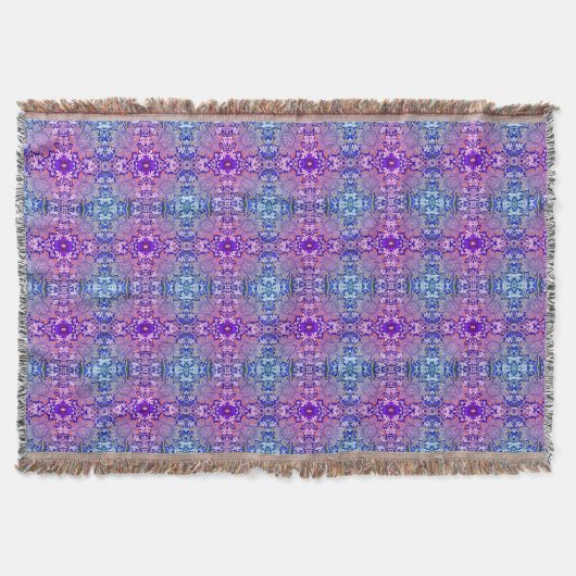 Boho violet Motif de fleurs bleu lancer couverture (Devant)