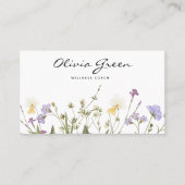 Boho Visitekaartje, Waterverf Bloemen Vrouwelijk Visitekaartje (Voorkant)