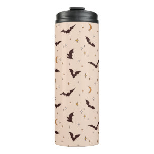 Boho vleermuizen en sterren Halloween patroon Thermosbeker