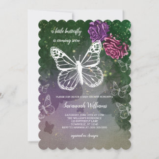Boho vlinder Baby shower bloemig roze Paarse Kaart