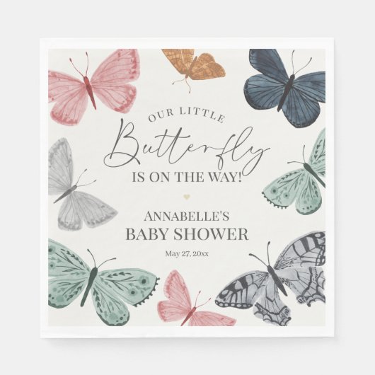 Boho vlinder Baby shower servet (Voorkant)