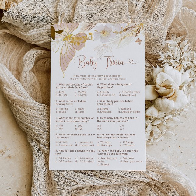 Boho vlinder kisses baby trivia baby shower spel (Creator heeft geüpload)