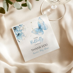 Boho Vlinder Wilde Bloem Bloemkleurige Blauwe Baby Servet
