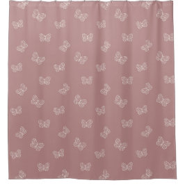 Boho Vlinderpatroon Neutraal Modern Roze Mauve Douchegordijn