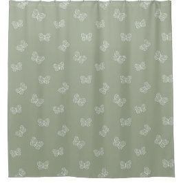 Boho Vlinderpatroon Neutraal Modern Ssalie Groen Douchegordijn