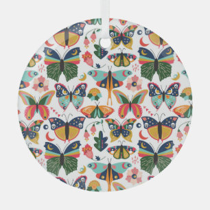Boho vlinders: naadloos behangpatroon. glas ornament