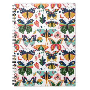 Boho vlinders: naadloos behangpatroon. notitieboek