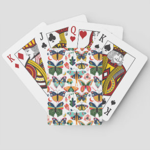 Boho vlinders: naadloos behangpatroon. pokerkaarten