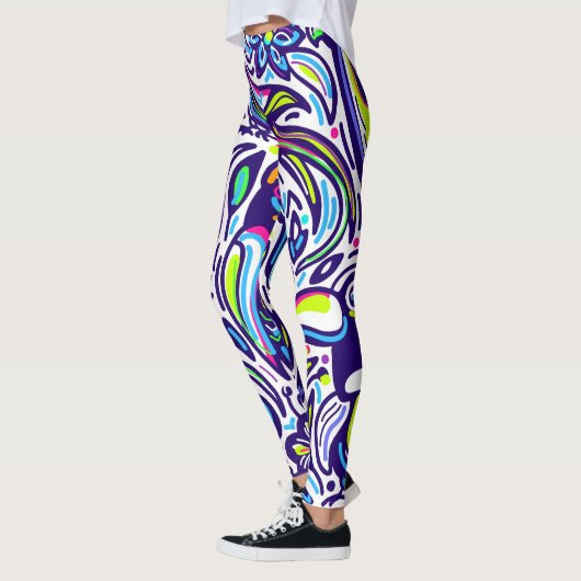 Boho vogel patroon l Elegant Blauw en wit Leggings (Links)