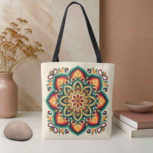 Boho Volkskunst Bloem Draagtas