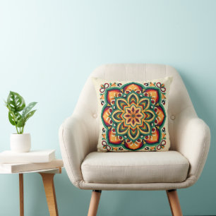 Boho Volkskunst Bloem Kussen