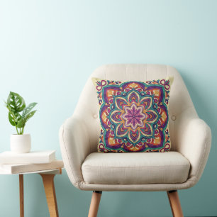 Boho Volkskunst Bloem Kussen