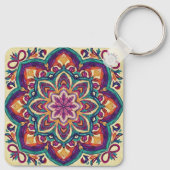 Boho Volkskunst Bloem Sleutelhanger (Achterkant)