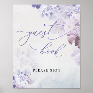 Boho voorjaar paarse stoffige blauwe bloemen gastb poster