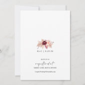 Boho Vrijgezellenfeest Burgundy Roos Gold Pampas Kaart (Achterkant)