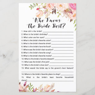 Boho Vrijgezellenfeest Game - Wie kent bruid het b