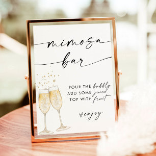 Boho Vrijgezellenfeest Mimosa Bar Sign.   Bubble B Kaart