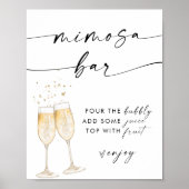 Boho Vrijgezellenfeest Mimosa Bar Sign. | Bubble B Poster (Voorkant)