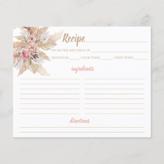Boho Vrijgezellenfeest Recipe Card (Voorkant)