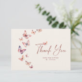 Boho Vrijgezellenfeest vlinder dank u kaart (Staand voorkant)