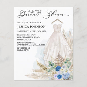 Boho Vrijgezellenfeest Wedding Dress Waterverf Blu