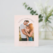 Boho Vrolijk Kerstfeest in Blush Feestdagenkaart (Staand voorkant)