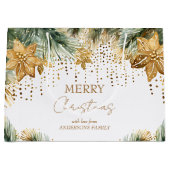 Boho Vrolijk kerstgoud poinsettia Groot Cadeauzakje (Voorkant)