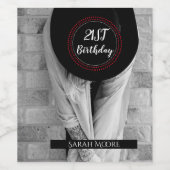 Boho Vrouw 21e Verjaardag Custom Foto Wijn Etiket (Enkel label)