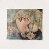 Boho vrouw en halve maan wandkleed (Voorkant (horizontaal))