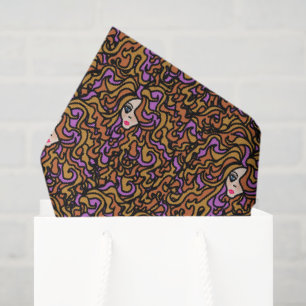 Boho Vrouw Haar Geïllustreerd Patroon Tissuepapier