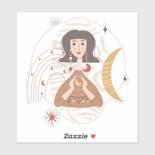 Boho vrouw houdt de abstracte kalmte neutraal van  sticker (Vel)