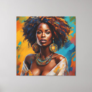 Boho-vrouw in Zonnebloem Expressieve Hippie Canvas Afdruk