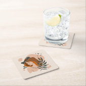 Boho Vrouw Sterren Vierkante Kartonnen Onderzetter (Insitu)