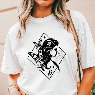 Boho Vrouw Vlinder Bloemige Geometrische Kunst Tri-Blend Shirt