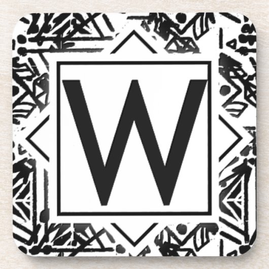 Boho W Monogram Drankjes Onderzetter (Voorkant)