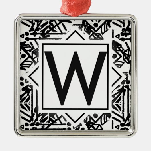 Boho W Monogram Metalen Ornament (Voorkant)